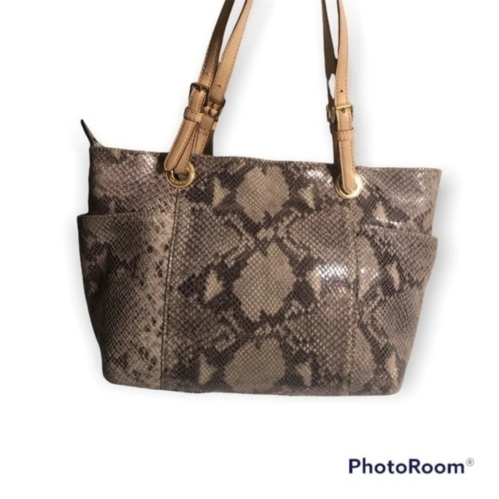 Michael kors snakeskin embossed tote bag